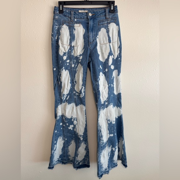 Flare Blue and White Tie-Dye Jeans - Picture 1 of 3